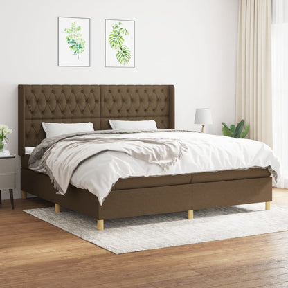 Box Spring Postel S Matrací Tmavě Hnědá 200X200 Cm Textil