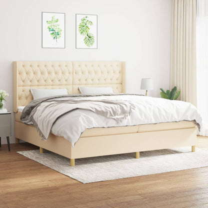 Box Spring Postel S Matrací Textil Krémová
