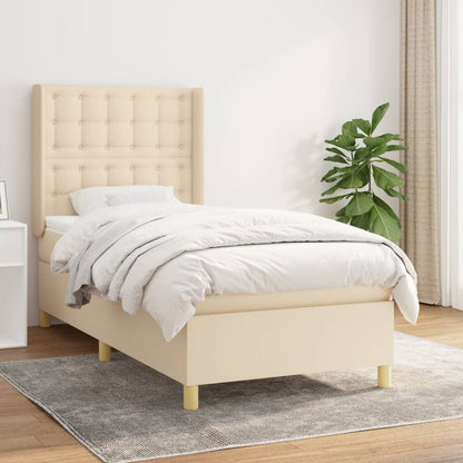 Box Spring Postel S Matrací Textil Krémová