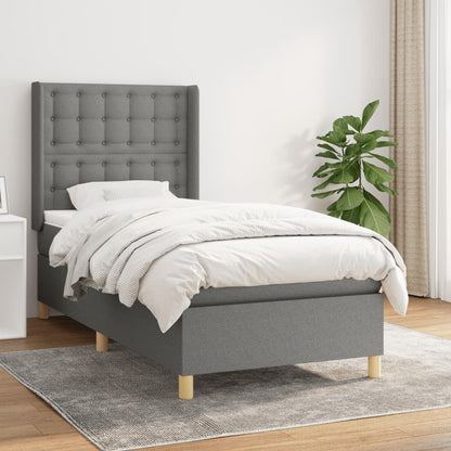 Box Spring Postel S Matrací Textil Tmavě Šedá