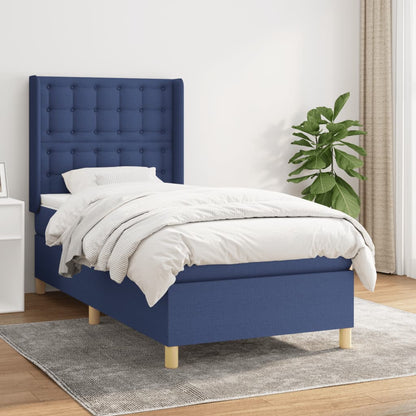 Box Spring Postel S Matrací Textil Modrá