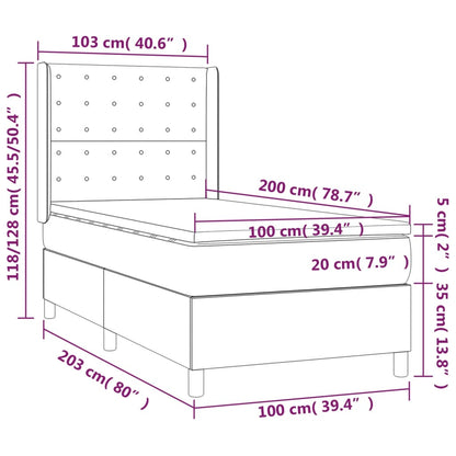 Box Spring Postel S Matrací Tmavě Hnědá 100 X 200 Cm Textil