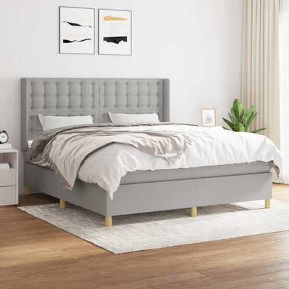 Box Spring Postel S Matrací Textil Světle Šedá