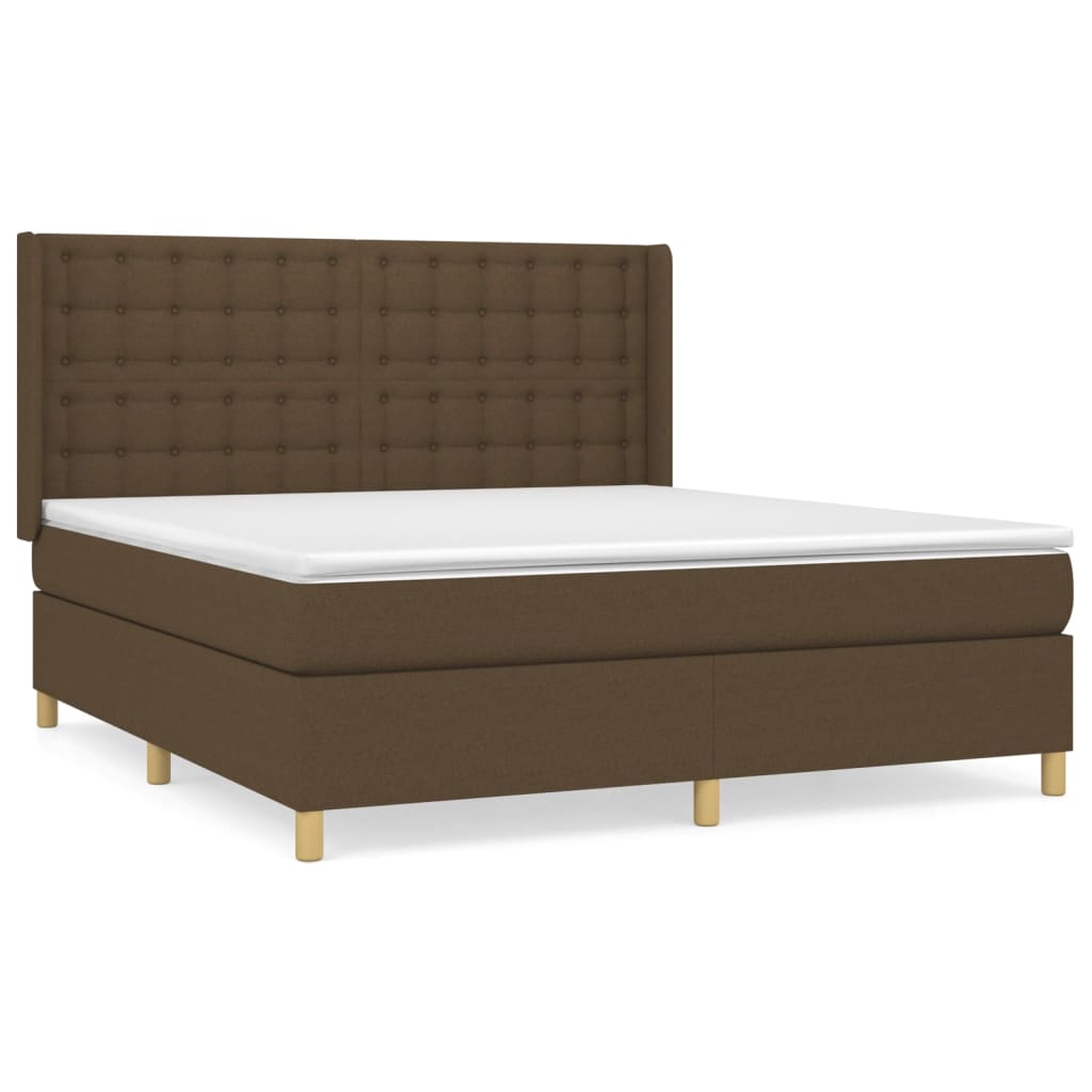 Box Spring Postel S Matrací Tmavě Hnědá 180X200 Cm Textil