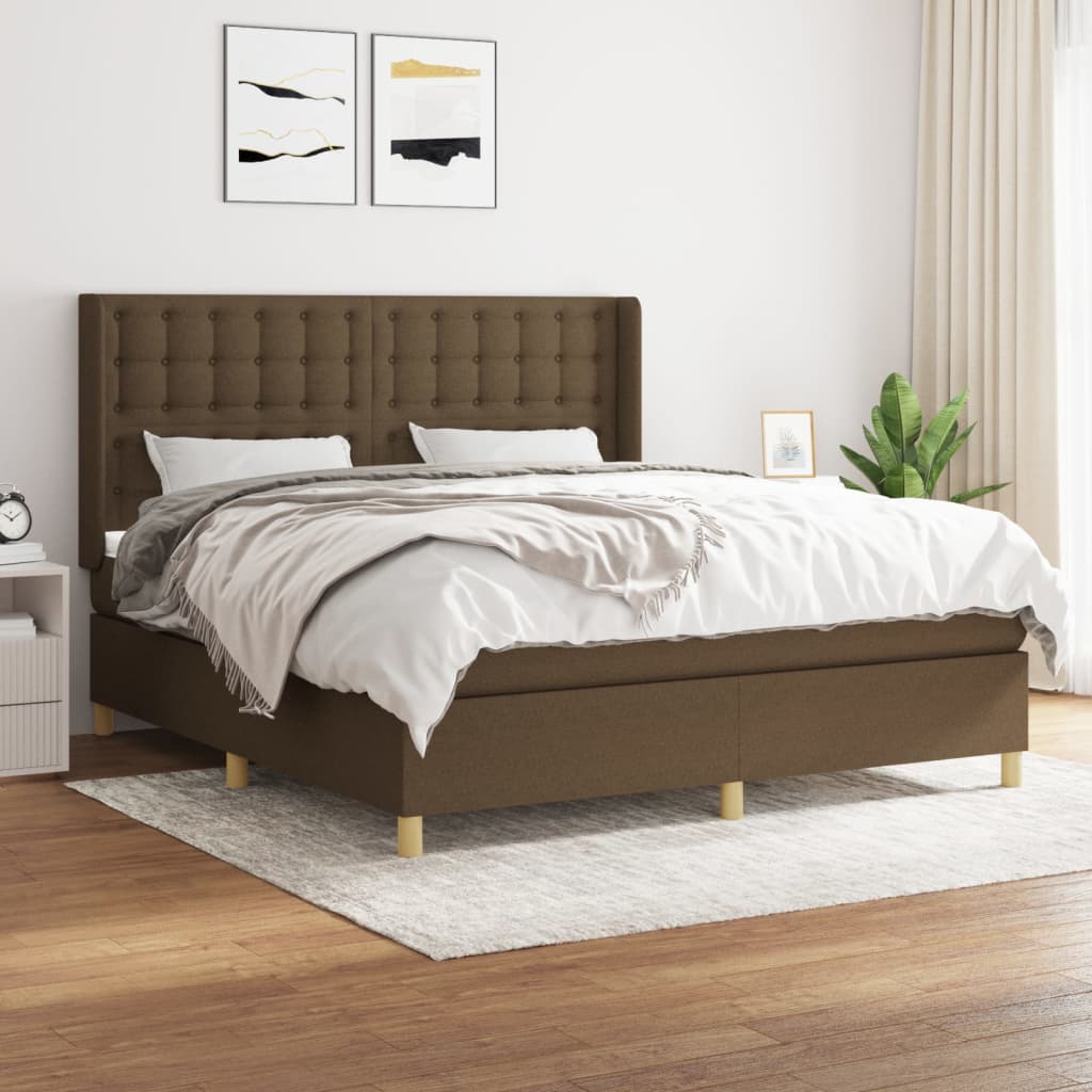 Box Spring Postel S Matrací Tmavě Hnědá 180X200 Cm Textil