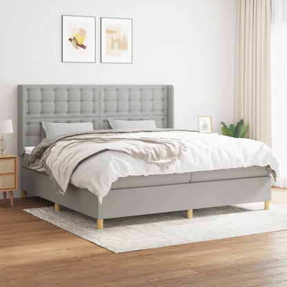 Box Spring Postel S Matrací Textil Světle Šedá