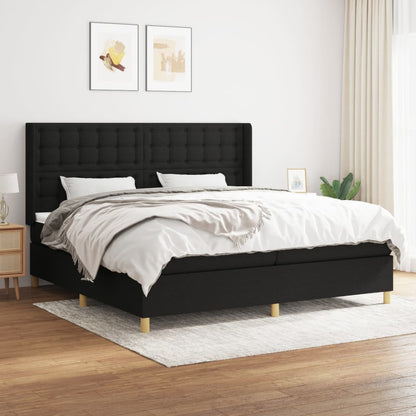 Box Spring Postel S Matrací Černá Textil Černá