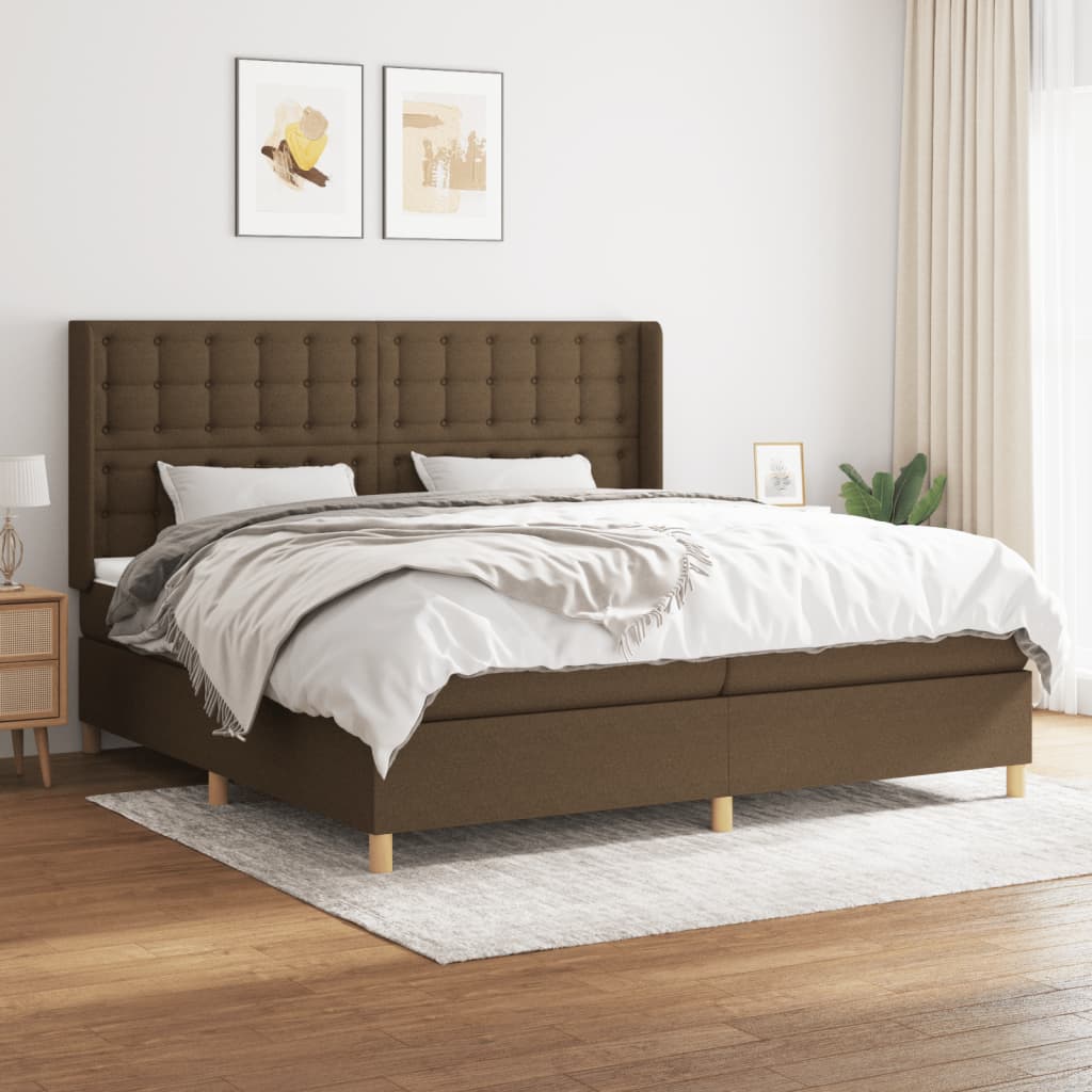 Box Spring Postel S Matrací Tmavě Hnědá 200X200 Cm Textil