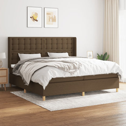 Box Spring Postel S Matrací Tmavě Hnědá 200X200 Cm Textil