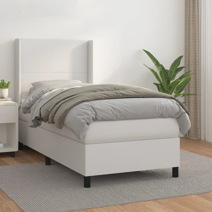 Box Spring Postel S Matrací Umělá Kůže Bílá