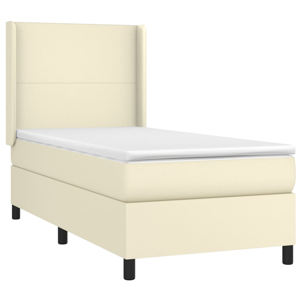 Box Spring Postel S Matrací Krémová 80 X 200 Cm Umělá Kůže