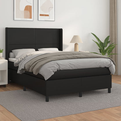 Box Spring Postel S Matrací Černá Umělá Kůže Černá