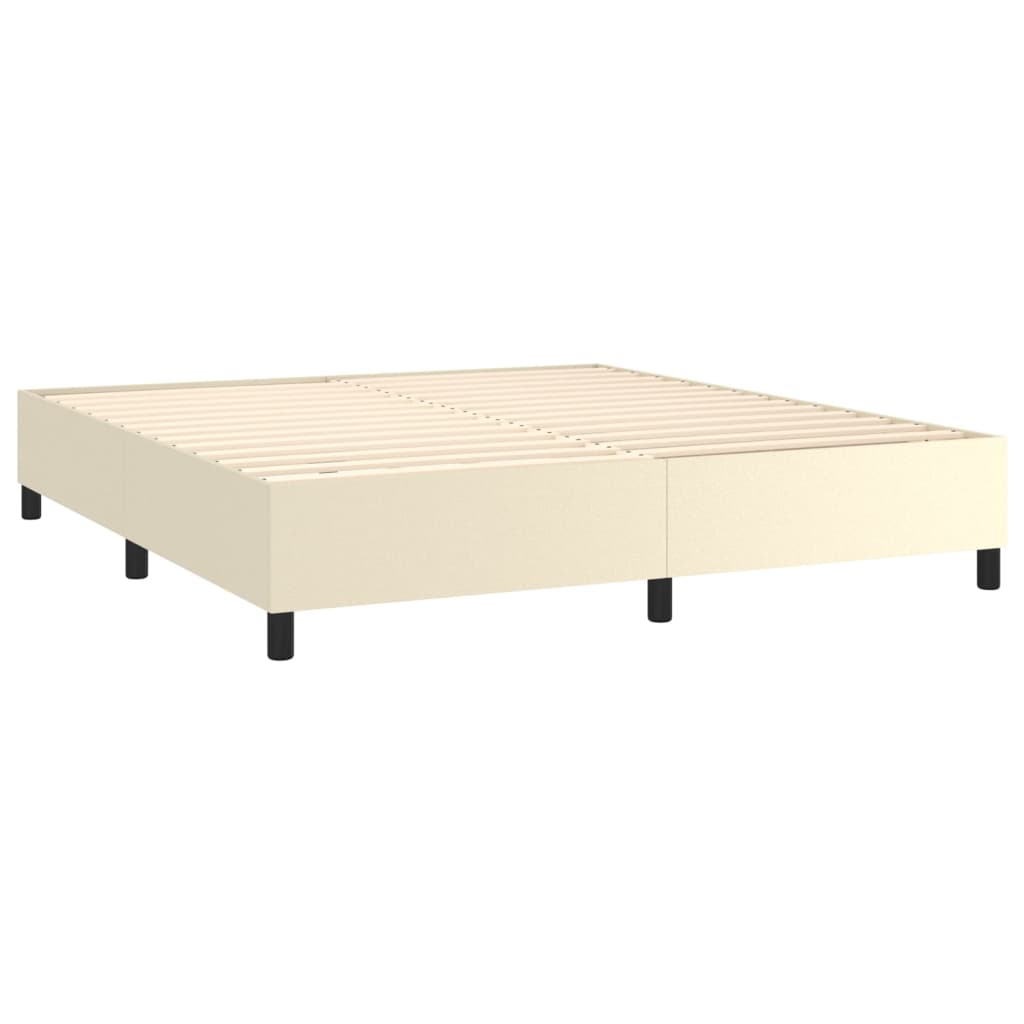 Box Spring Postel S Matrací Krémová 180X200 Cm Umělá Kůže