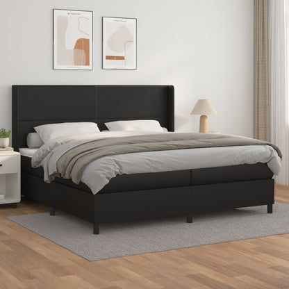 Box Spring Postel S Matrací Černá Umělá Kůže Černá