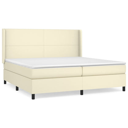Box Spring Postel S Matrací Krémová 200X200 Cm Umělá Kůže