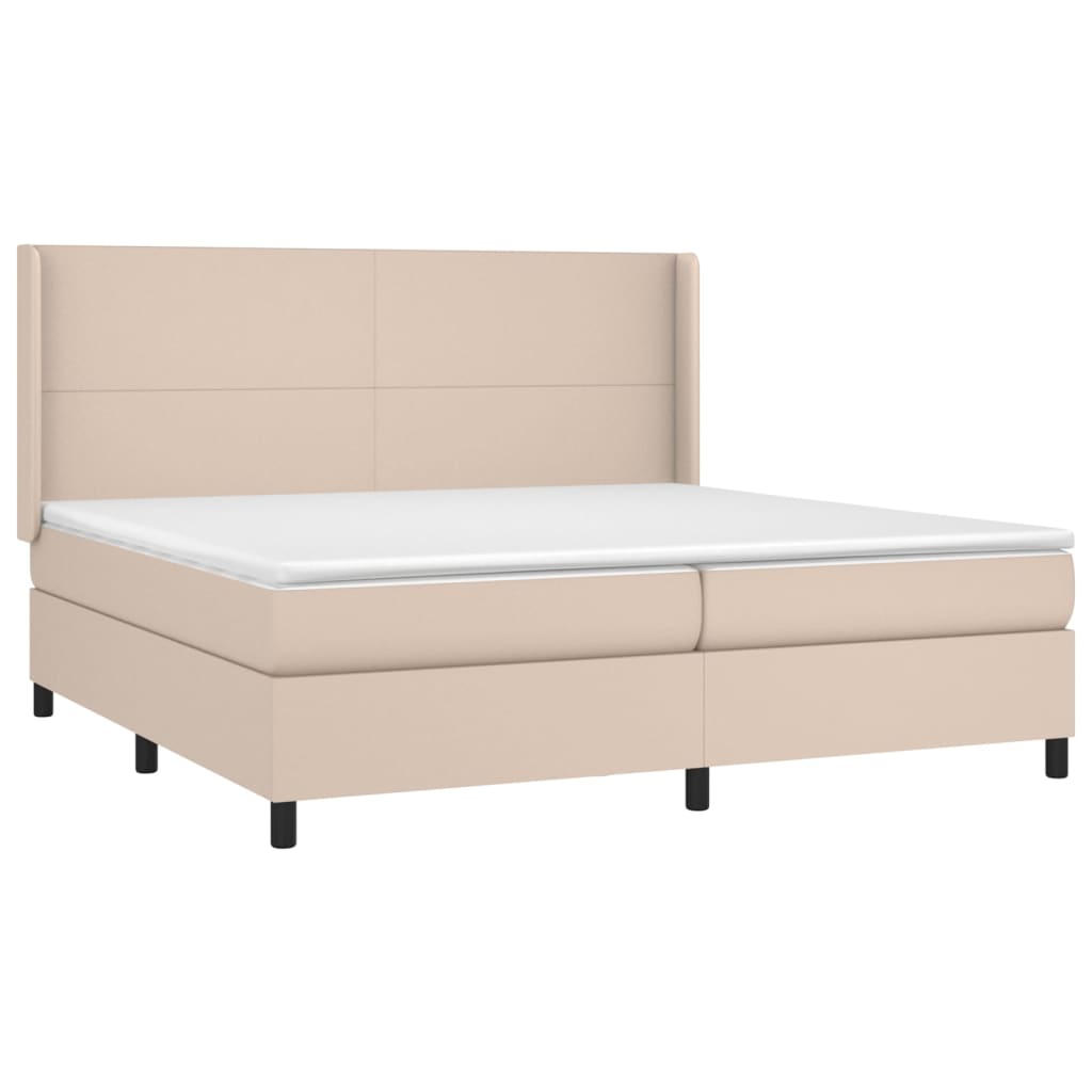 Box Spring Postel S Matrací Cappuccino 200 X 200 Cm Umělá Kůže
