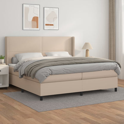 Box Spring Postel S Matrací Cappuccino 200 X 200 Cm Umělá Kůže