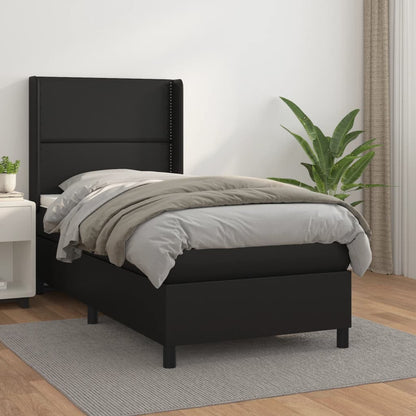 Box Spring Postel S Matrací Černá Umělá Kůže Černá
