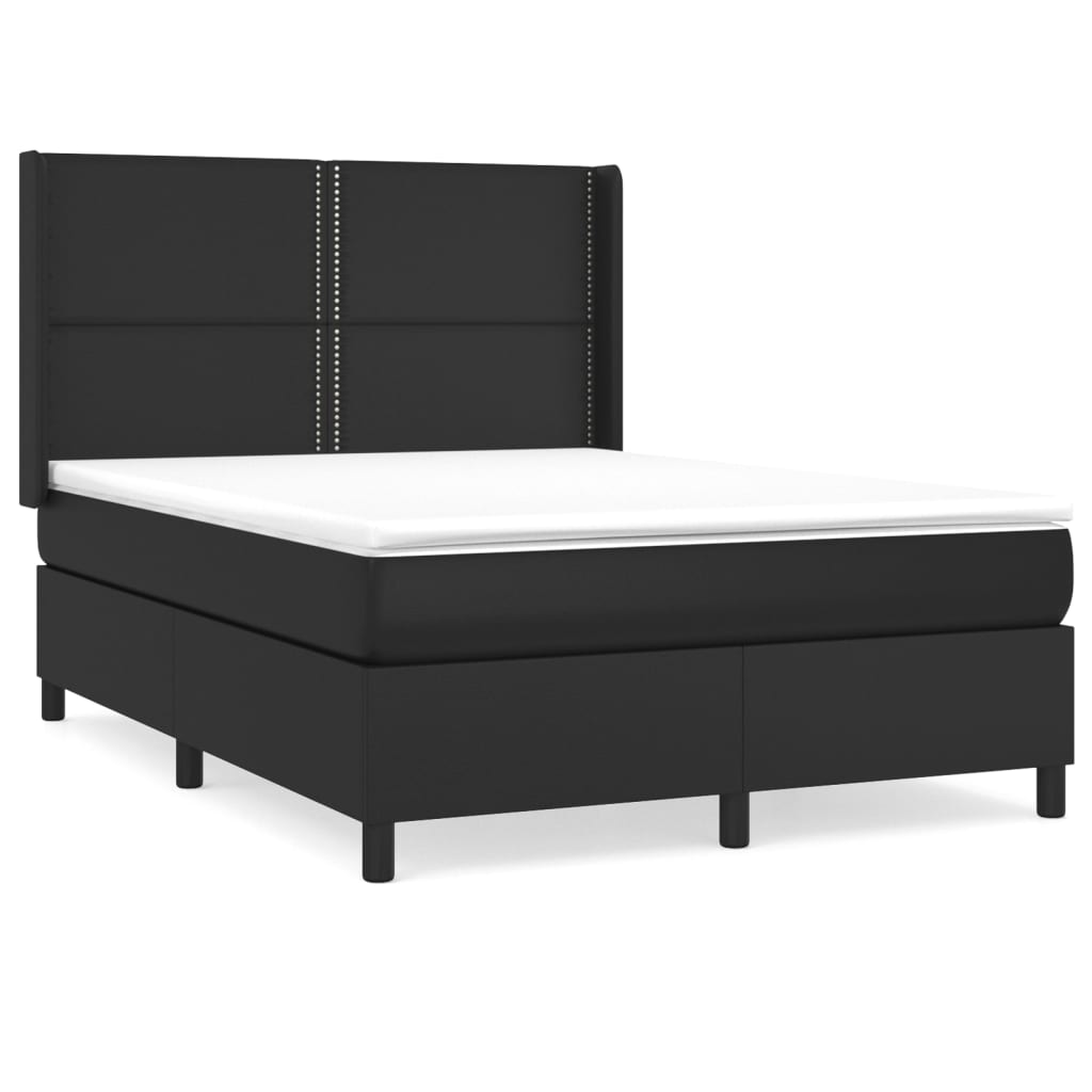 Box Spring Postel S Matrací Černá Umělá Kůže Černá