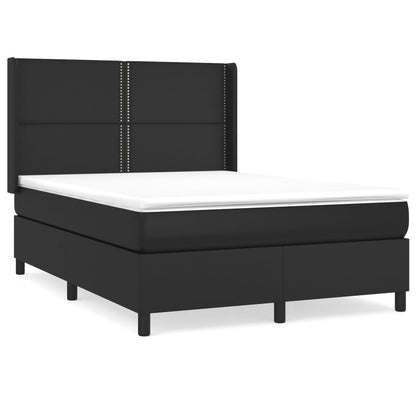 Box Spring Postel S Matrací Černá Umělá Kůže Černá