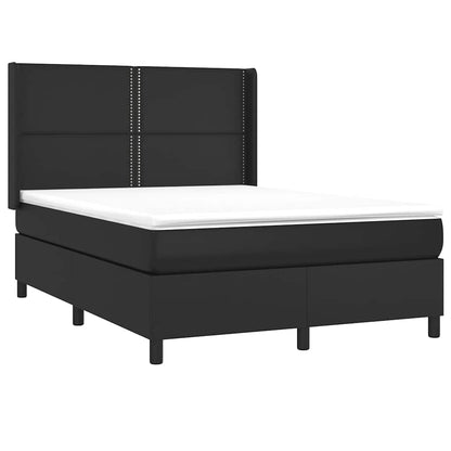 Box Spring Postel S Matrací Černá Umělá Kůže Černá