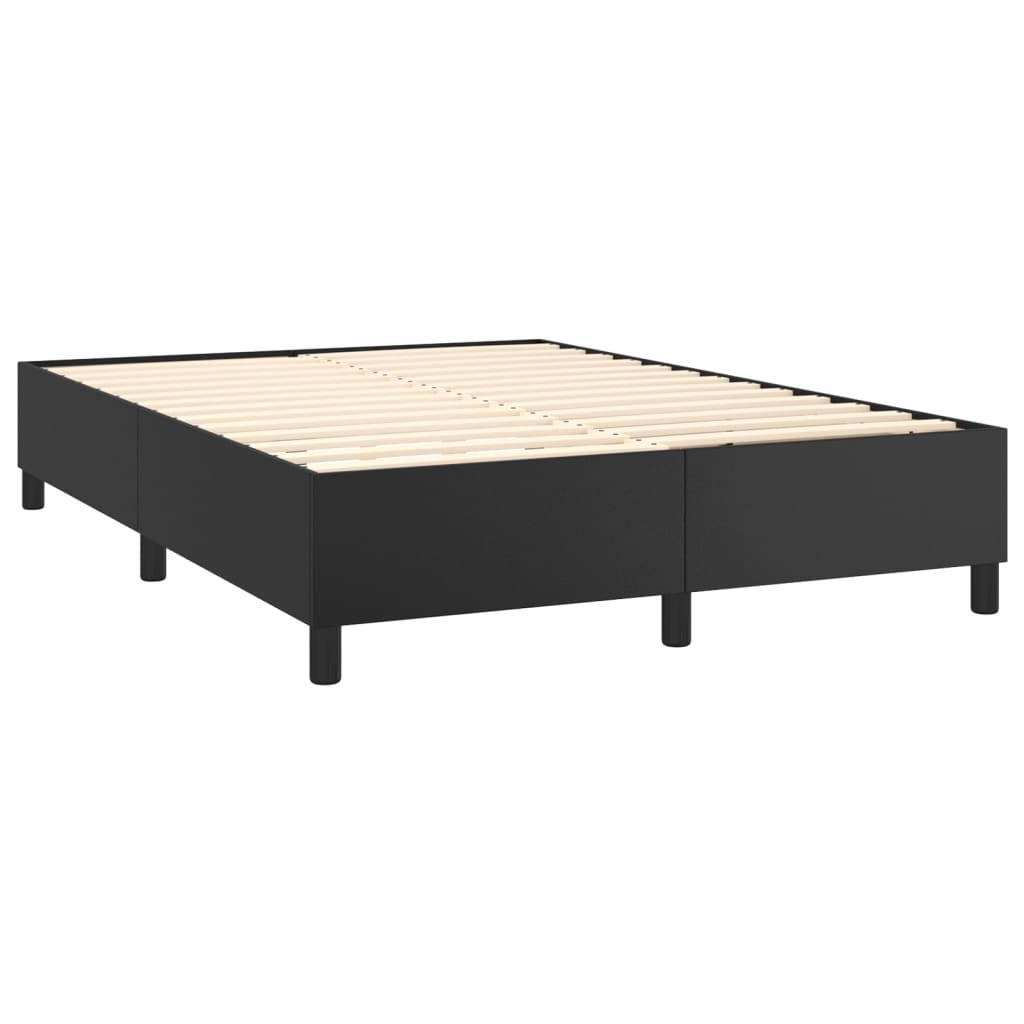 Box Spring Postel S Matrací Černá Umělá Kůže Černá