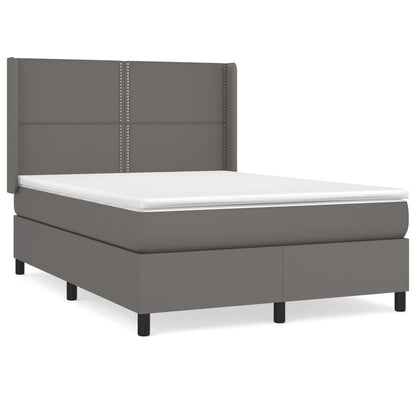 Box Spring Postel S Matrací Šedá Umělá Kůže Šedá