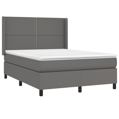 Box Spring Postel S Matrací Šedá Umělá Kůže Šedá