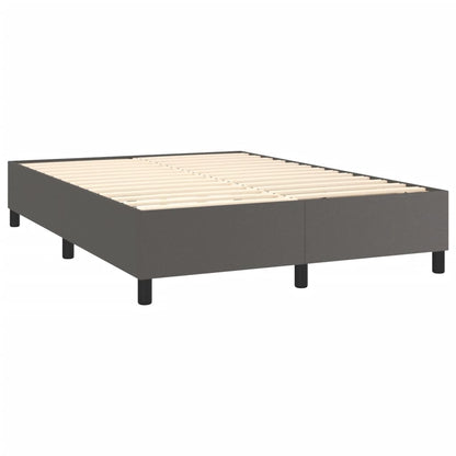 Box Spring Postel S Matrací Šedá Umělá Kůže Šedá