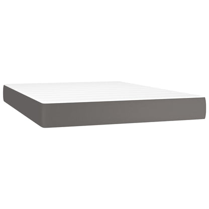 Box Spring Postel S Matrací Šedá Umělá Kůže Šedá