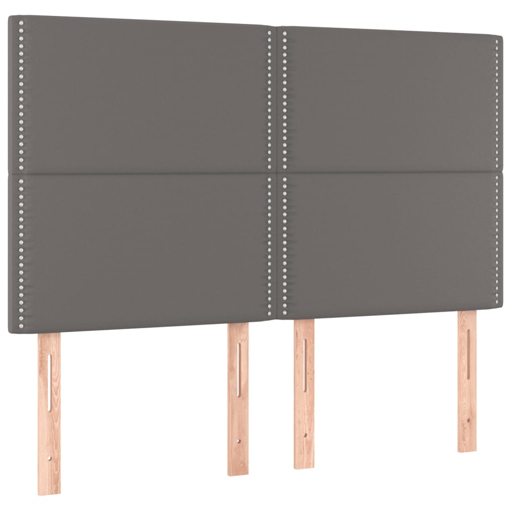 Box Spring Postel S Matrací Šedá Umělá Kůže Šedá