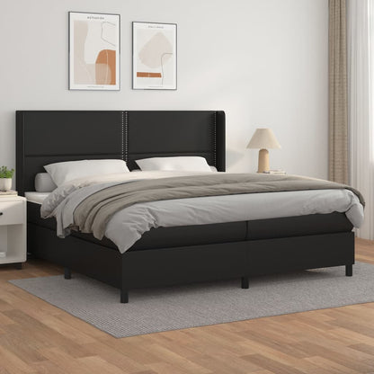 Box Spring Postel S Matrací Černá Umělá Kůže Černá