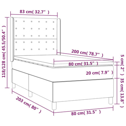 Box Spring Postel S Matrací Krémová 80 X 200 Cm Umělá Kůže