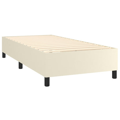 Box Spring Postel S Matrací Krémová 90X190 Cm Umělá Kůže