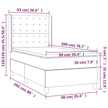 Box Spring Postel S Matrací Cappuccino 90X200 Cm Umělá Kůže