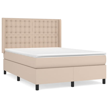 Box Spring Postel S Matrací Cappuccino 140X190 Cm Umělá Kůže