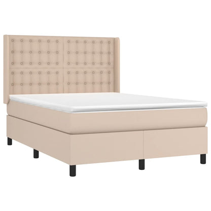 Box Spring Postel S Matrací Cappuccino 140X190 Cm Umělá Kůže