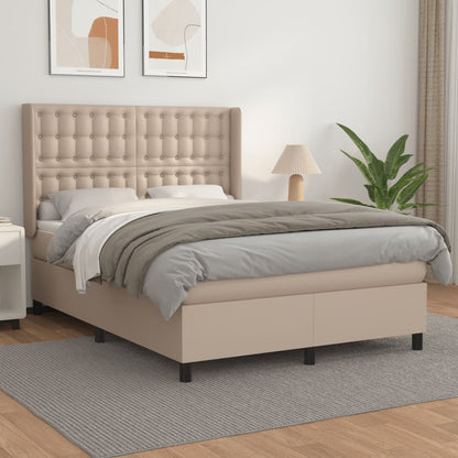 Box Spring Postel S Matrací Cappuccino 140X190 Cm Umělá Kůže