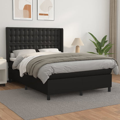 Box Spring Postel S Matrací Černá Umělá Kůže Černá