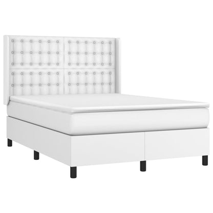 Box Spring Postel S Matrací Umělá Kůže Bílá
