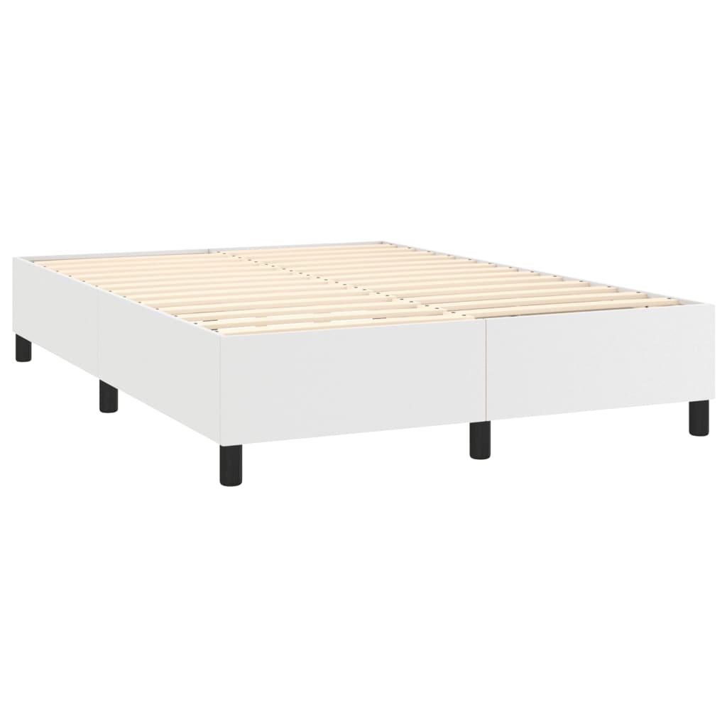 Box Spring Postel S Matrací Umělá Kůže Bílá