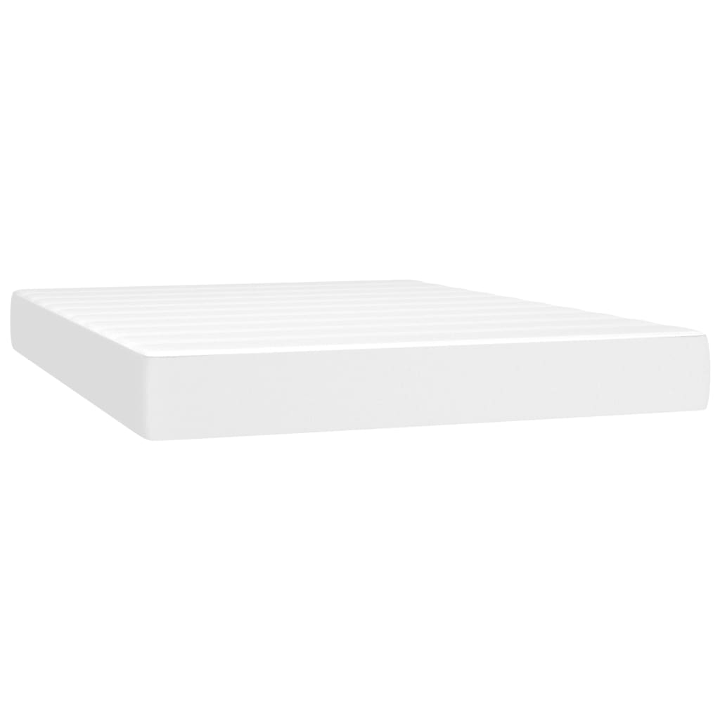 Box Spring Postel S Matrací Umělá Kůže Bílá