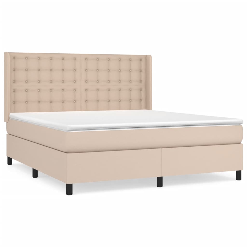Box Spring Postel S Matrací Cappuccino 160X200 Cm Umělá Kůže