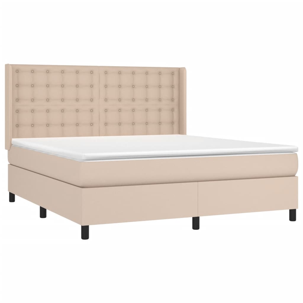 Box Spring Postel S Matrací Cappuccino 160X200 Cm Umělá Kůže