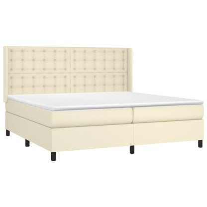 Box Spring Postel S Matrací Krémová 200X200 Cm Umělá Kůže