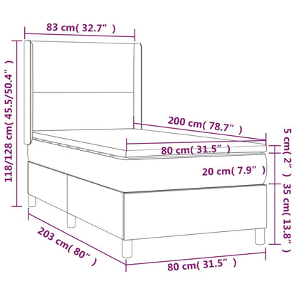 Box Spring Postel S Matrací Tmavě Zelená 80 X 200 Cm Samet
