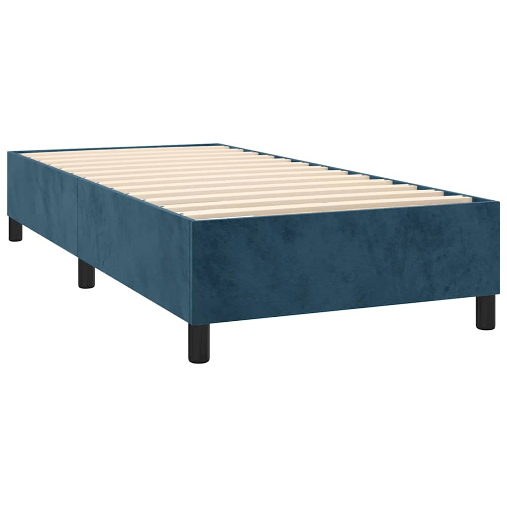 Box Spring Postel S Matrací Tmavě Modrá 80 X 200 Cm Samet
