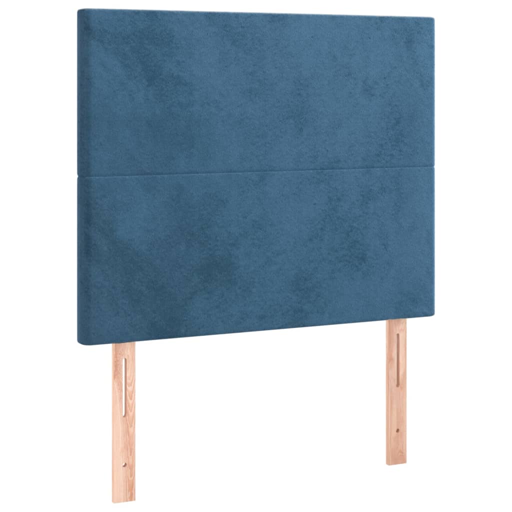 Box Spring Postel S Matrací Tmavě Modrá 80 X 200 Cm Samet