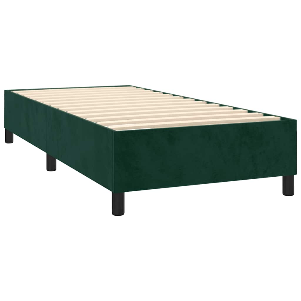 Box Spring Postel S Matrací Tmavě Zelená 100X200 Cm Samet