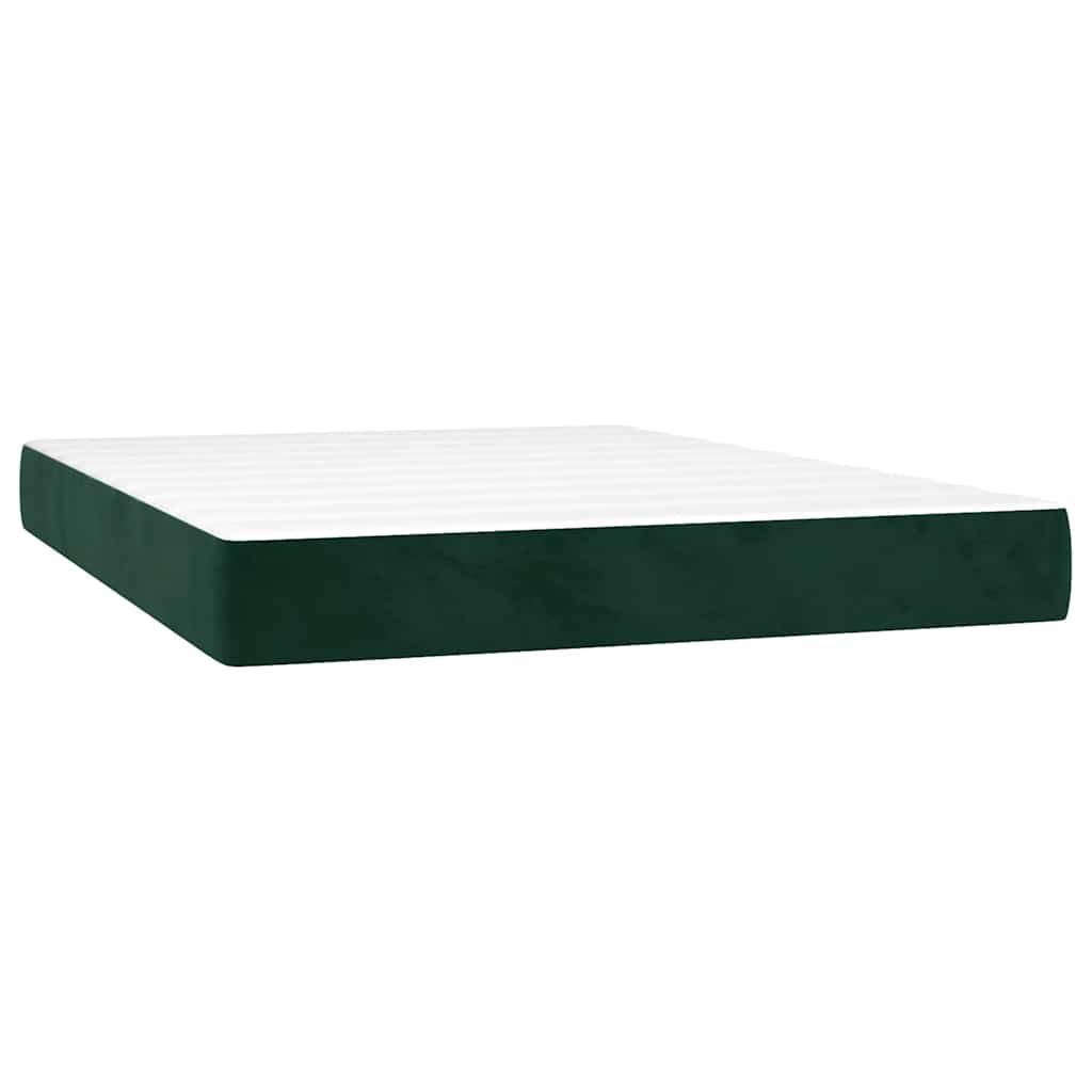 Box Spring Postel S Matrací Tmavě Zelená 140X190 Cm Samet